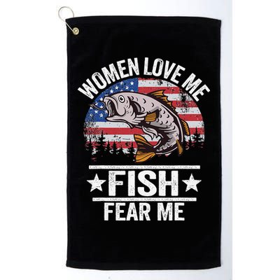 Women Love Me Fish Fear Me Vintage Funny Bass Fishing Golf Towel