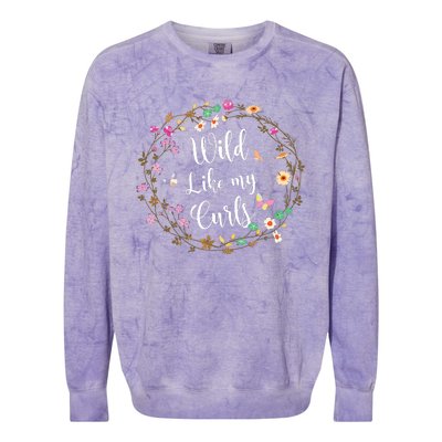 Wild Like My Curls Curly Haired For Women Girls Colorblast Crewneck Sweatshirt