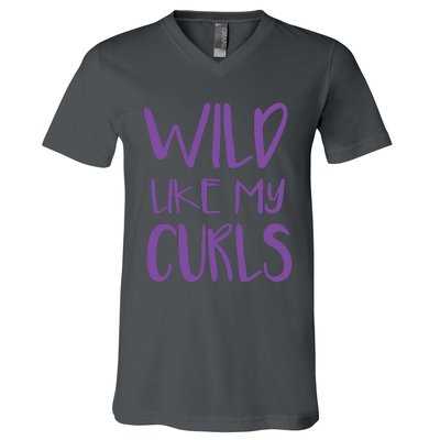 Wild Like My Curls Cute Curly Hair Design V-Neck T-Shirt