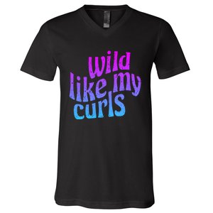 Wild Like My Curls / Cute Curly Hair / Hip 1960s Purple Gift V-Neck T-Shirt