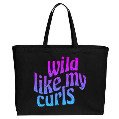 Wild Like My Curls / Cute Curly Hair / Hip 1960s Purple Gift Cotton Canvas Jumbo Tote