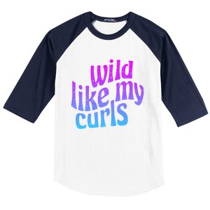 Wild Like My Curls / Cute Curly Hair / Hip 1960s Purple Gift Baseball Sleeve Shirt