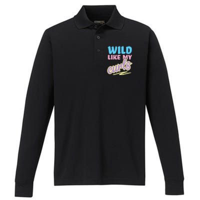 Wild Like My Curls Cute Curly Haired For Women Girls Performance Long Sleeve Polo