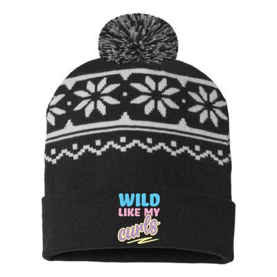 Wild Like My Curls Cute Curly Haired For Women Girls USA-Made Snowflake Beanie