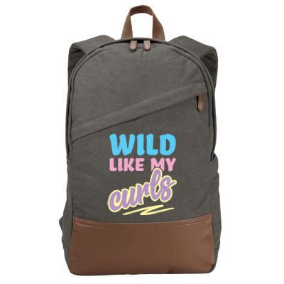 Wild Like My Curls Cute Curly Haired For Women Girls Cotton Canvas Backpack