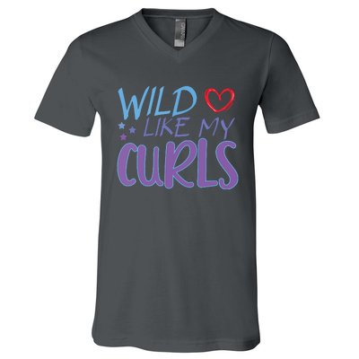 Wild Like My Curls Funny Curly Haired Girl V-Neck T-Shirt