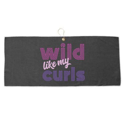 Wild Like My Curls Funny Cute Curly Haired People Quote Large Microfiber Waffle Golf Towel