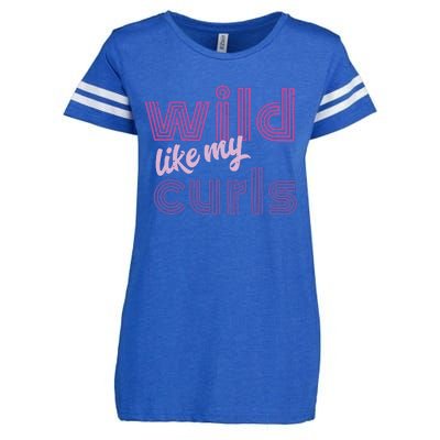 Wild Like My Curls Funny Cute Curly Haired People Quote Enza Ladies Jersey Football T-Shirt