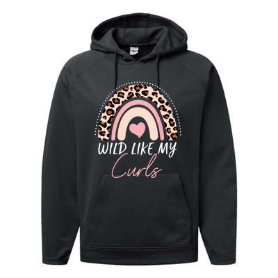 Wild Like My Curls Girls Funny Curly Hair Rainbow Performance Fleece Hoodie