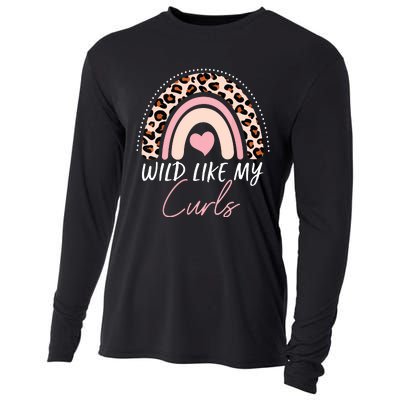 Wild Like My Curls Girls Funny Curly Hair Rainbow Cooling Performance Long Sleeve Crew