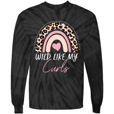 Wild Like My Curls Girls Funny Curly Hair Rainbow Tie-Dye Long Sleeve Shirt