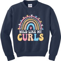 Wild Like My Curls Girls Funny Curly Hair Rainbow Kids Sweatshirt