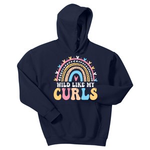 Wild Like My Curls Girls Funny Curly Hair Rainbow Kids Hoodie