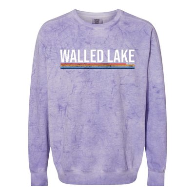 Walled Lake Michigan Retro Colorblast Crewneck Sweatshirt