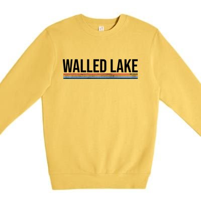 Walled Lake Michigan Retro Premium Crewneck Sweatshirt