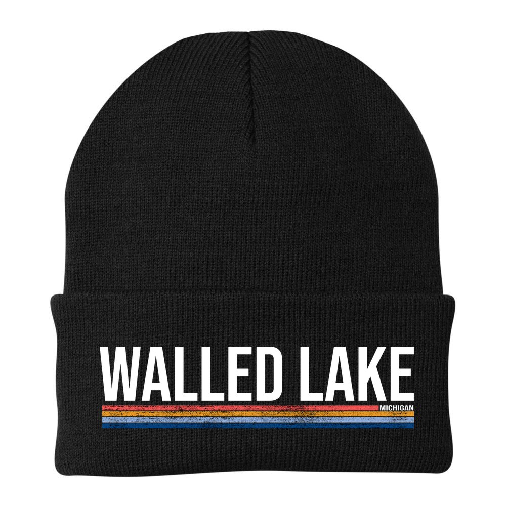 Walled Lake Michigan Retro Beanie