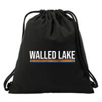 Walled Lake Michigan Retro Drawstring Bag