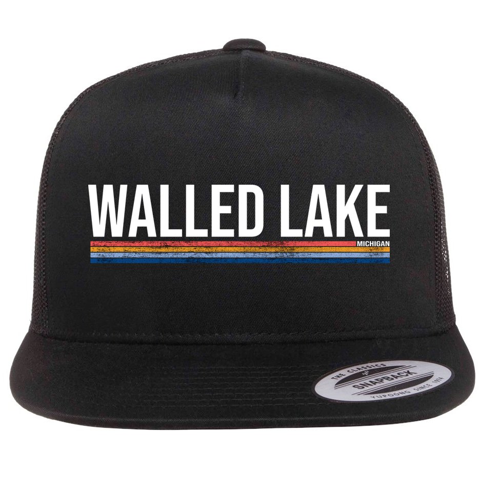 Walled Lake Michigan Retro Flat Bill Trucker Hat