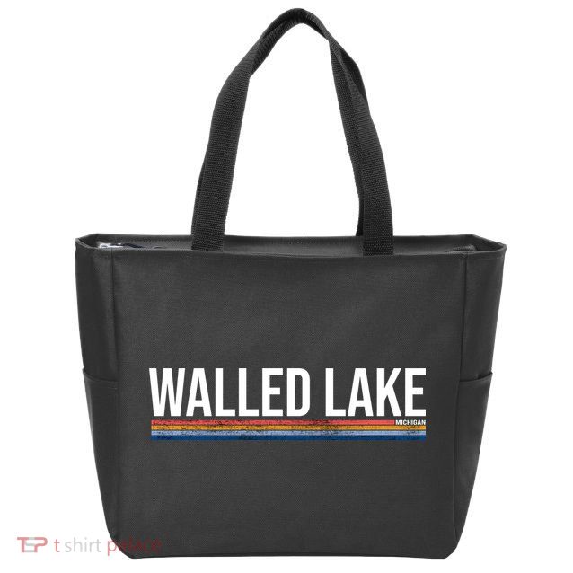 Walled Lake Michigan Retro Zip Tote Bag