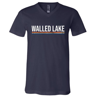 Walled Lake Michigan Retro V-Neck T-Shirt