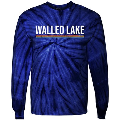 Walled Lake Michigan Retro Tie-Dye Long Sleeve Shirt