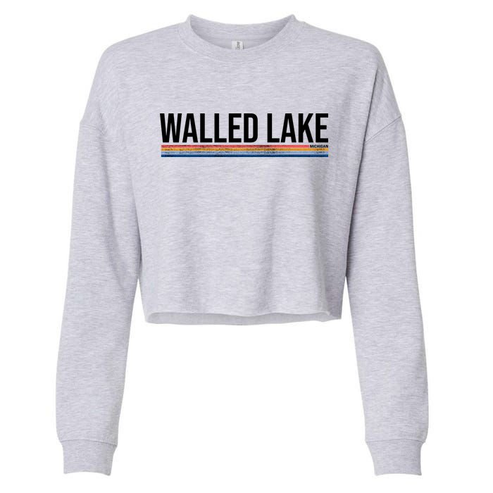 Walled Lake Michigan Retro Cropped Pullover Crew