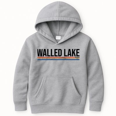 Walled Lake Michigan Retro Kids Hoodie