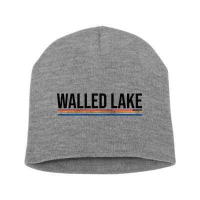 Walled Lake Michigan Retro Short Acrylic Beanie