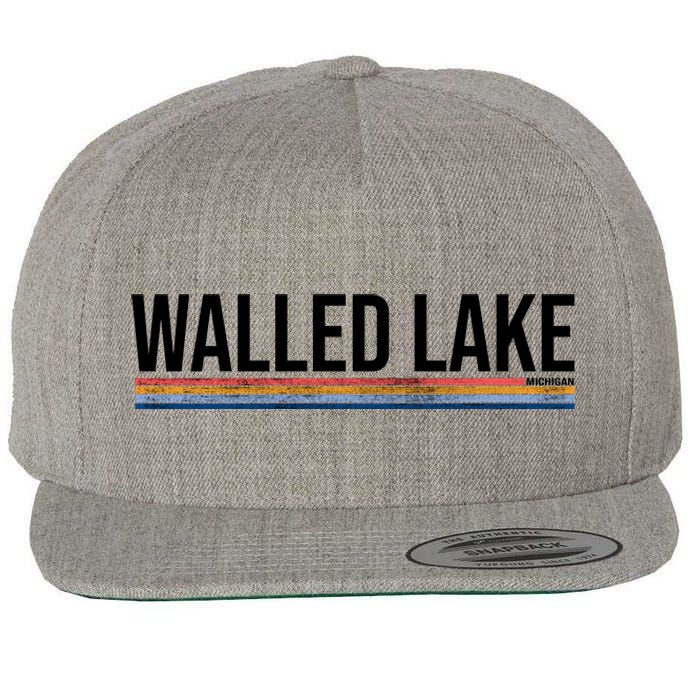 Walled Lake Michigan Retro Wool Snapback Cap