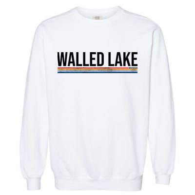 Walled Lake Michigan Retro Garment-Dyed Sweatshirt