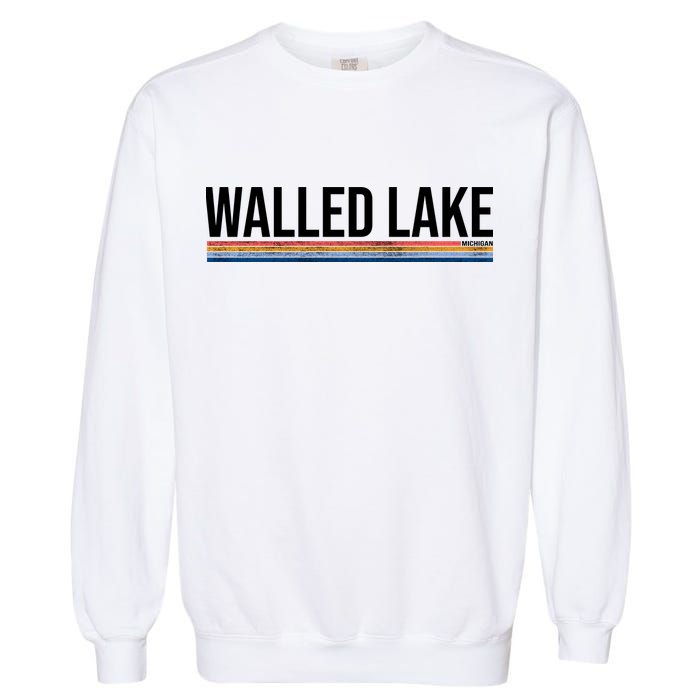 Walled Lake Michigan Retro Garment-Dyed Sweatshirt