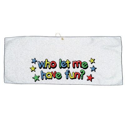 Who Let Me Have Fun Large Microfiber Waffle Golf Towel
