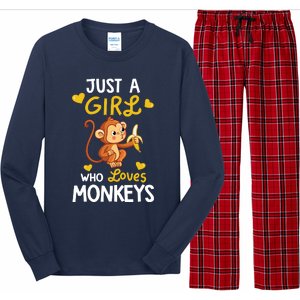 Who Loves Monkeys Shirts Cute Monkey Lover Gifts Long Sleeve Pajama Set