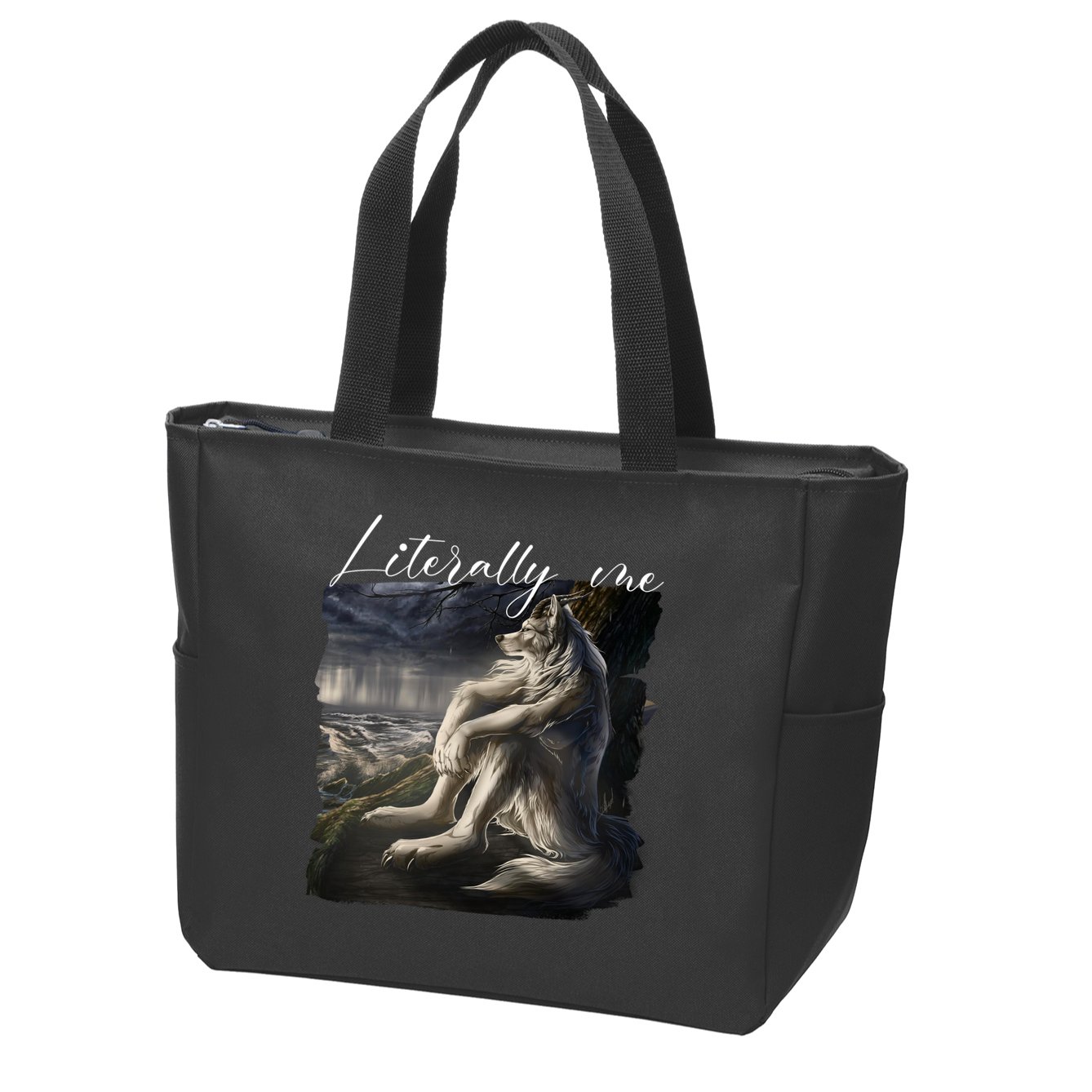 Wolf Literally Me Funny Meme Zip Tote Bag