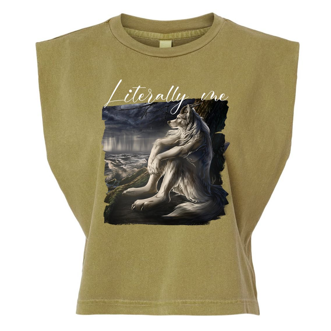 Wolf Literally Me Funny Meme Garment-Dyed Women's Muscle Tee