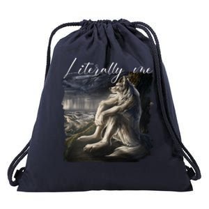 Wolf Literally Me Funny Meme Drawstring Bag