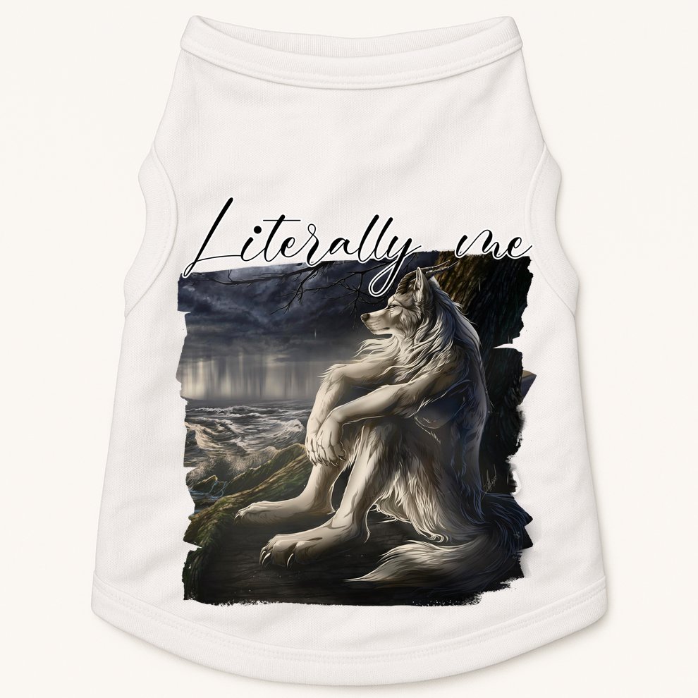 Wolf Literally Me Funny Meme Doggie Tank