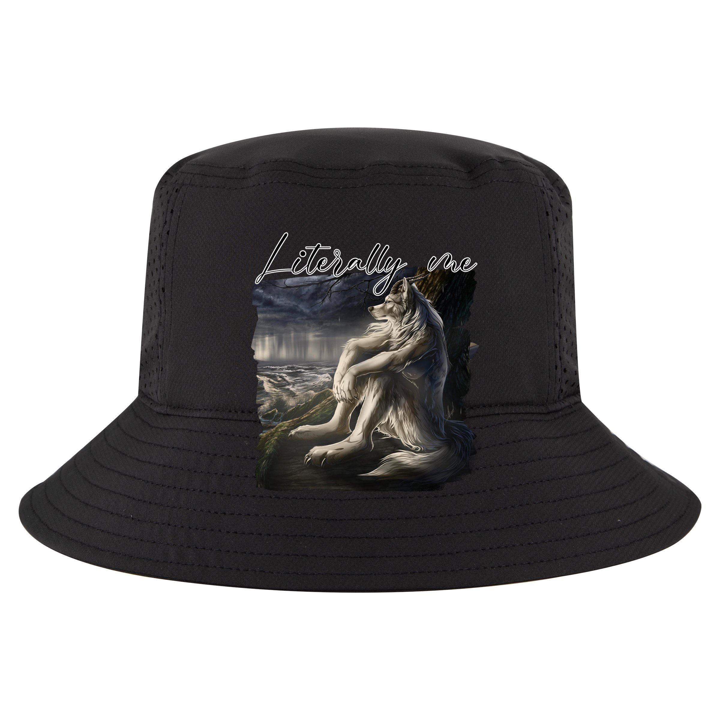 Wolf Literally Me Funny Meme Flat Bill Trucker Hat