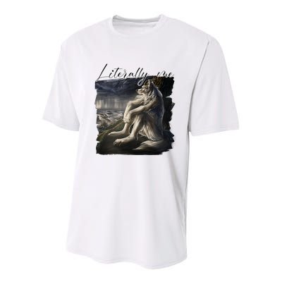 Wolf Literally Me Funny Meme Youth Performance Sprint T-Shirt