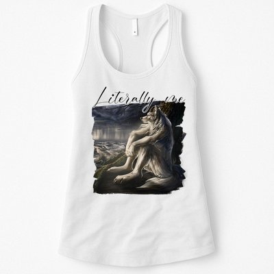 Wolf Literally Me Funny Meme Womens Tank Top