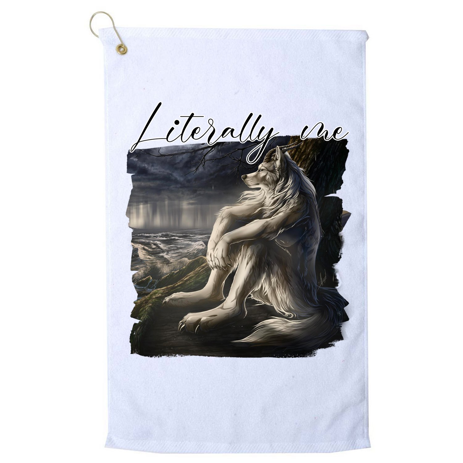 Wolf Literally Me Funny Meme Golf Towel