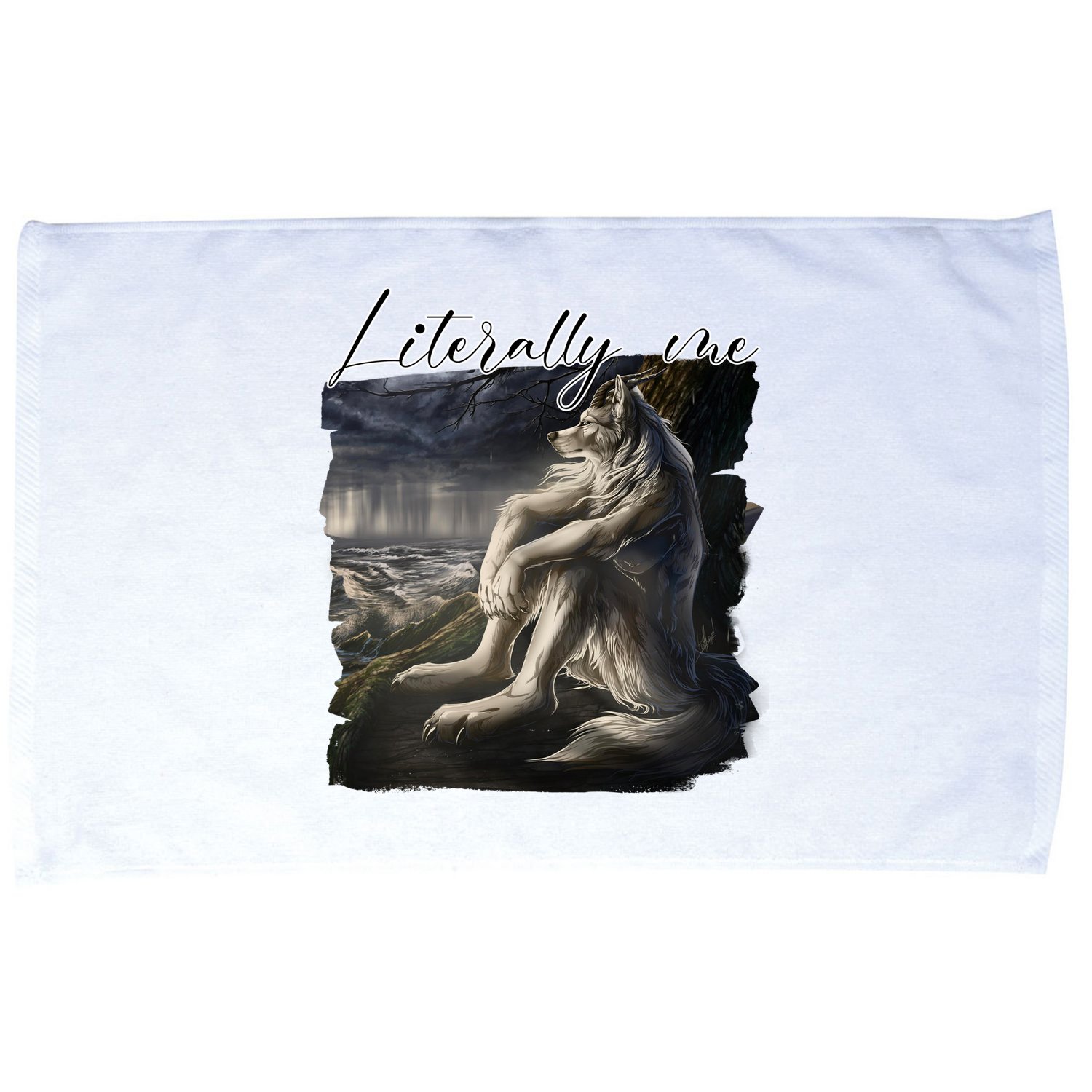 Wolf Literally Me Funny Meme Microfiber Hand Towel