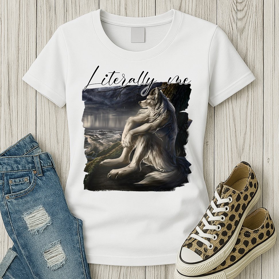 Wolf Literally Me Funny Meme Womens T-Shirt