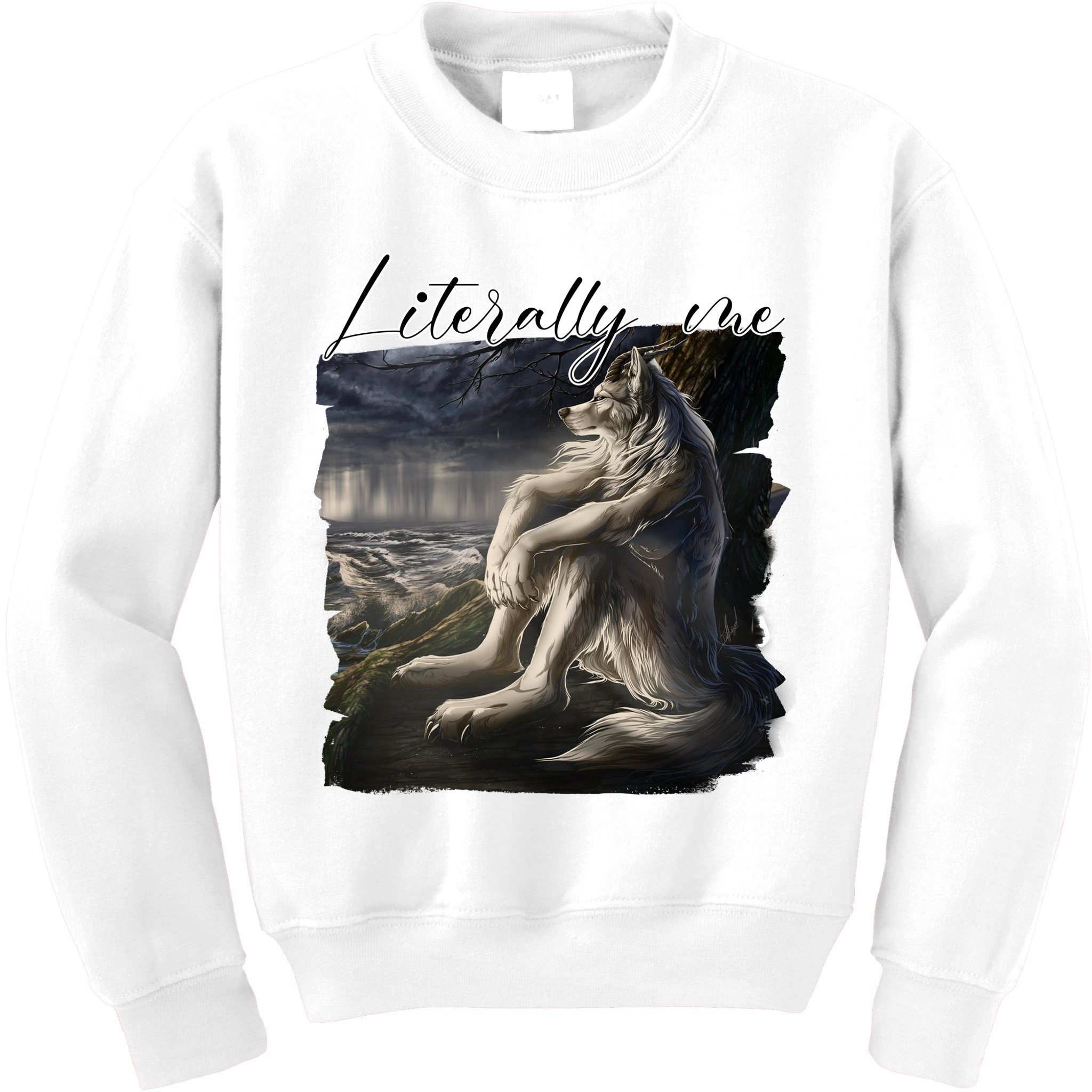 Wolf Literally Me Funny Meme Kids Sweatshirt