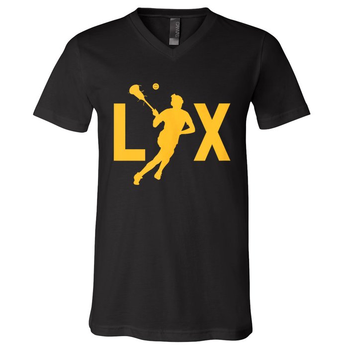 Women Lax Mom Lacrosse Player Mama Team Lacrosse Gift V-Neck T-Shirt