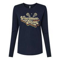 Womens Lacrosse Mom Vintage Retro Lacrosse Stick Sun Gift Womens Cotton Relaxed Long Sleeve T-Shirt