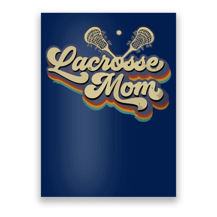 Womens Lacrosse Mom Vintage Retro Lacrosse Stick Sun Gift Poster