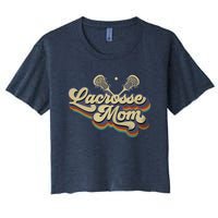 Womens Lacrosse Mom Vintage Retro Lacrosse Stick Sun Gift Women's Crop Top Tee