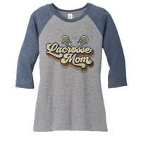 Womens Lacrosse Mom Vintage Retro Lacrosse Stick Sun Gift Women's Tri-Blend 3/4-Sleeve Raglan Shirt