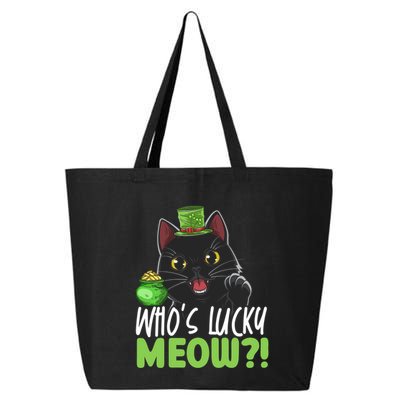 Who's Lucky Meow Irish Cat Lover Saint Patricks Day Gift 25L Jumbo Tote